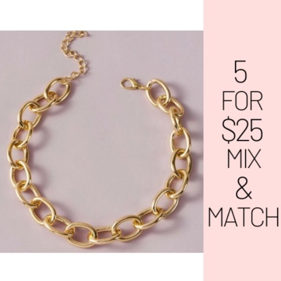 Jewelry 5 For 25 Gold Color Chunky Wide Chain Necklace Poshmark